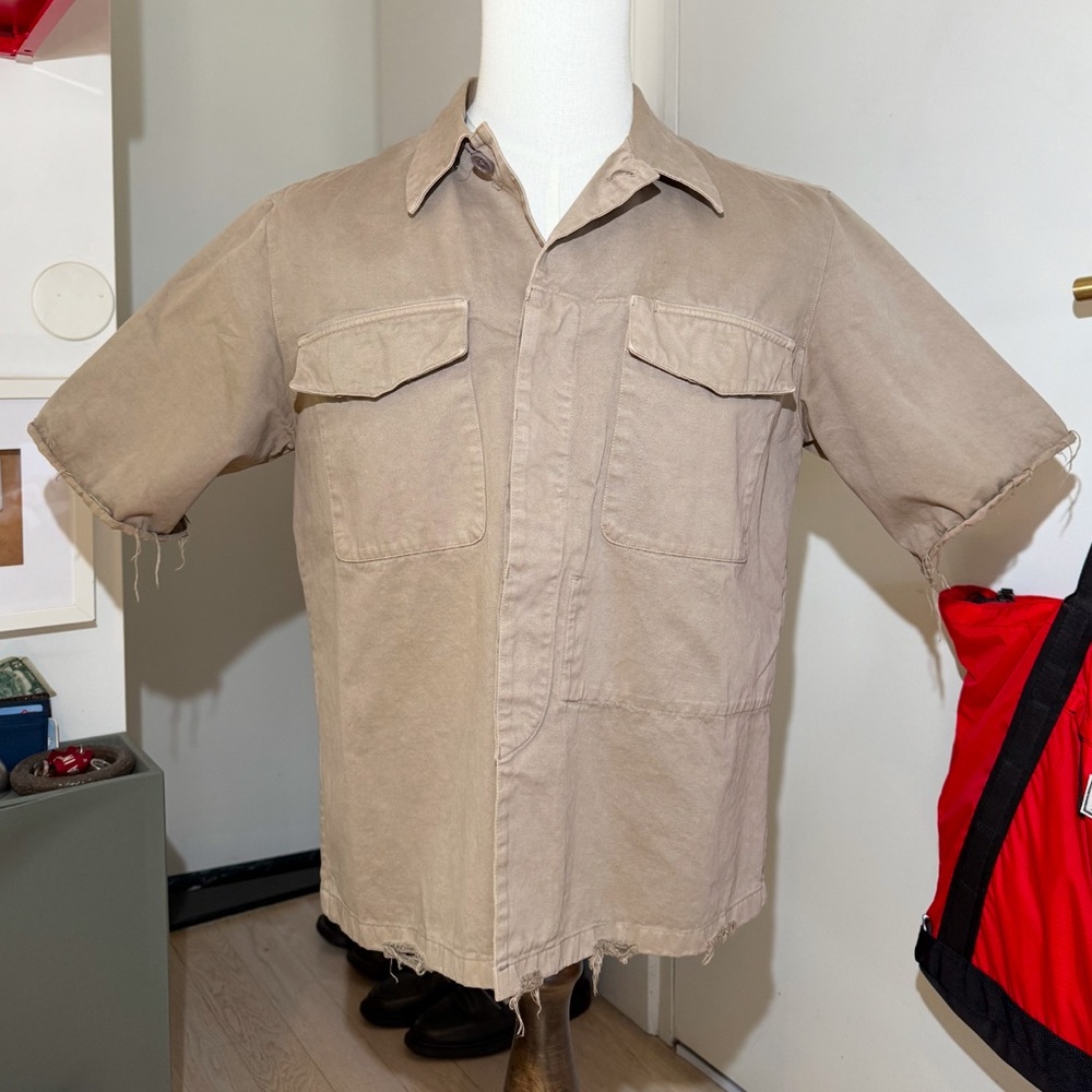 DRIES VAN NOTEN Men's Button Up Military Short Sleeve Shirt